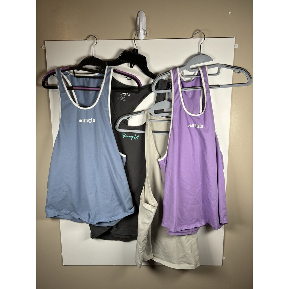 YoungLA Men's Medium Muscle Tank Lot x4 Racerback Gym Activewear Stringer Lift
